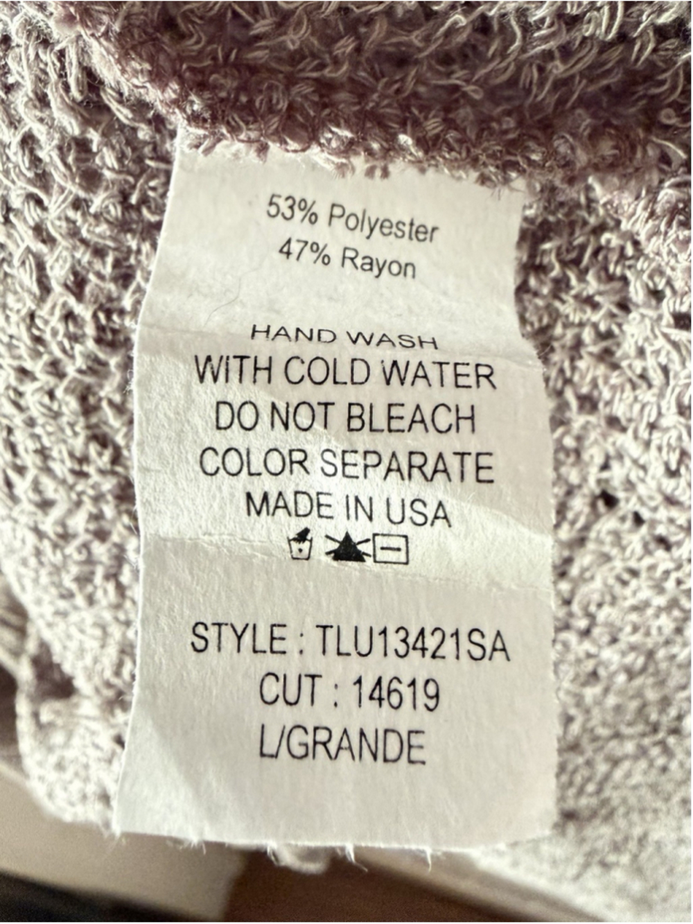 Ces Femme Large Oversized Boho Knit Mixed Media Tunic Top Gray Made in USA - Picture 5 of 5
